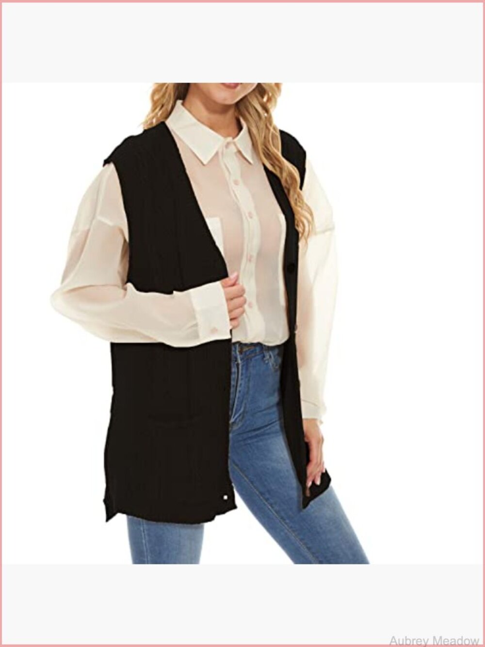 Women's Cable Knit Sleeveless Cardigan Vest Button Down Oversized - Picture 3 of 7